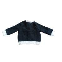 Black Cardigan with contrasting White Ribbing Trim.