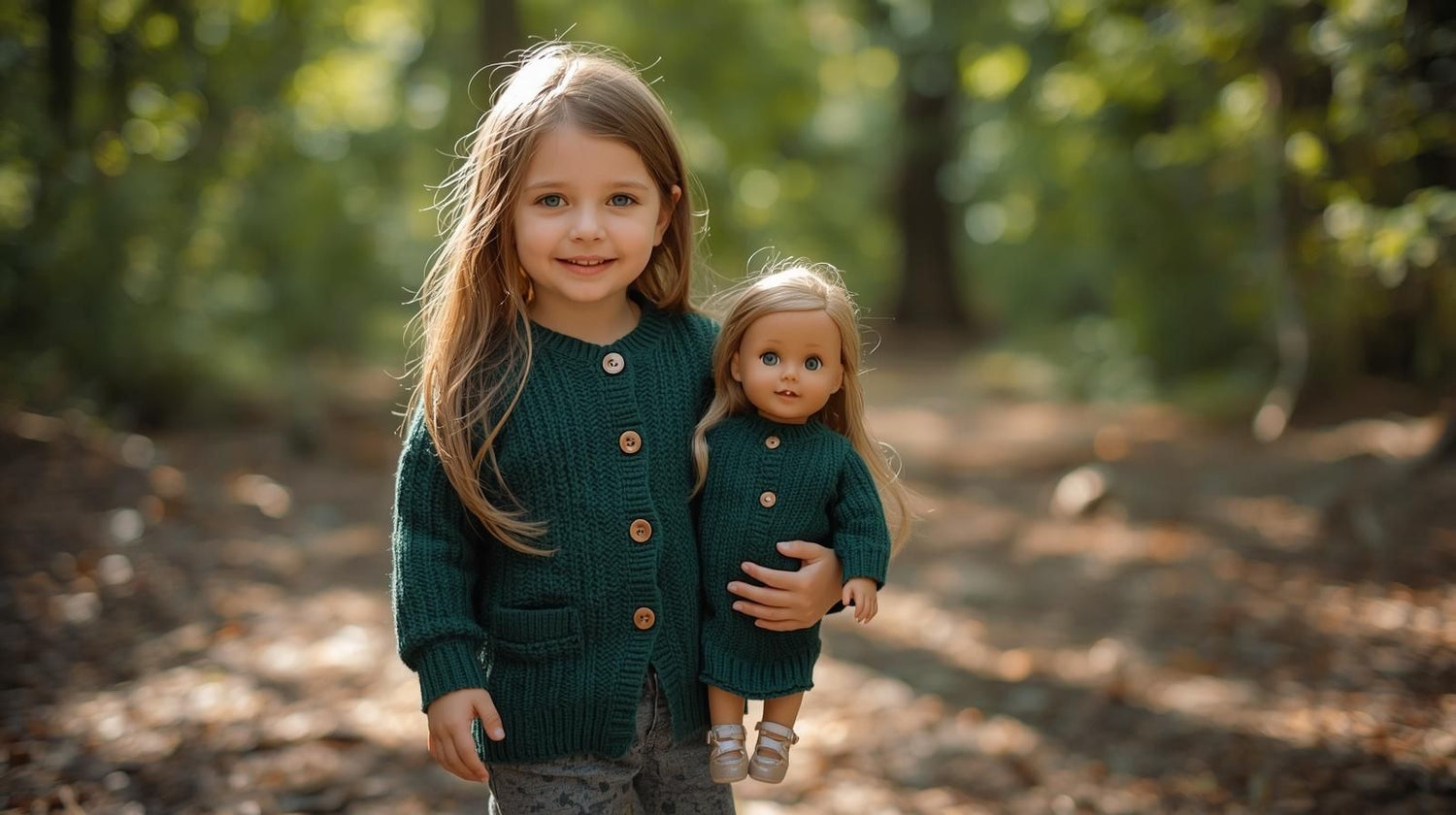 "Little Twinnies" – A Knitted item for a Beloved Doll that matches your Child's knit.